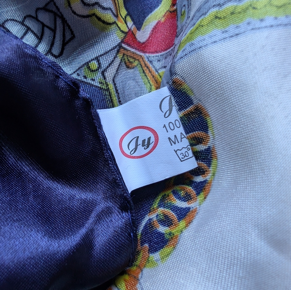 Red and Blue Equestrian Print Scarf - Picture 5 of 6